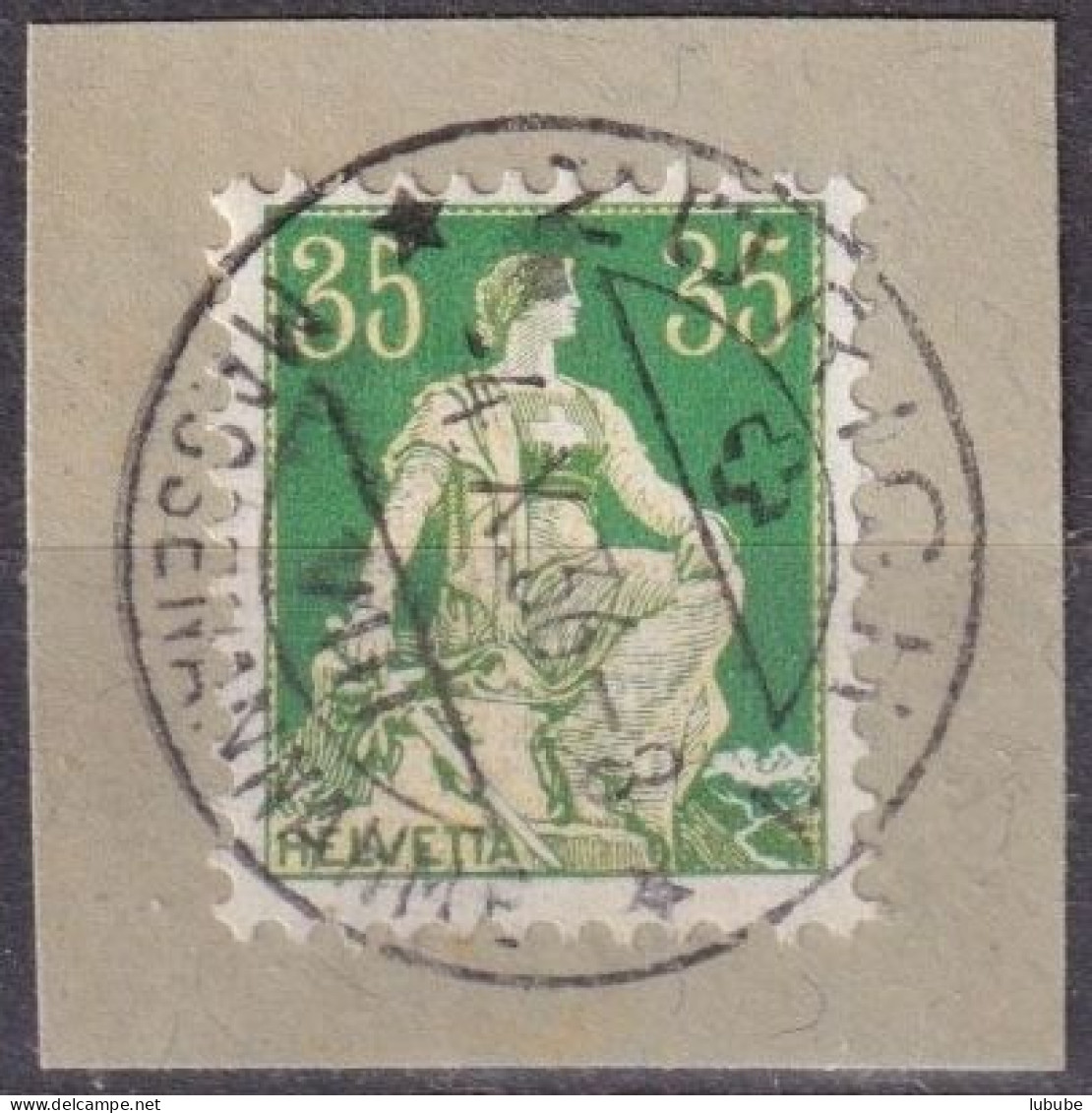 Helvetia Mit Schwert 111z, 35 Rp.hellgrün/gelb  ZÜRICH MASSENANNAHME       1936 - Usados