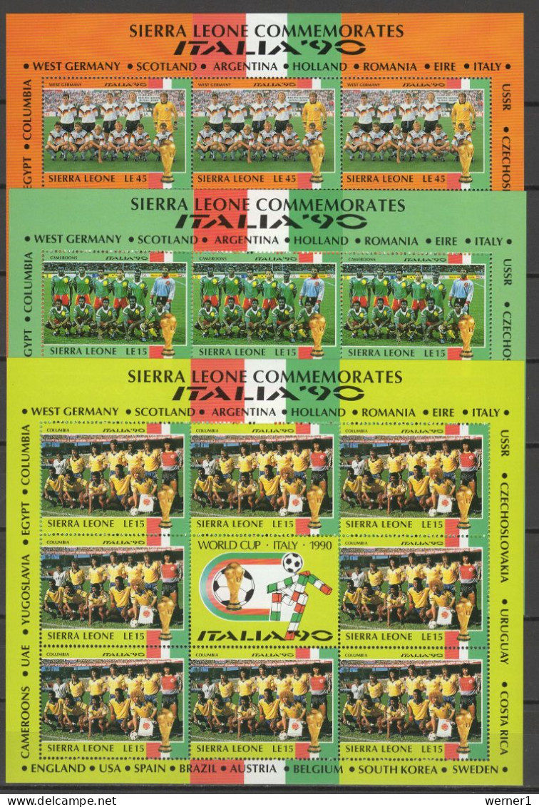 Sierra Leone 1990 Football Soccer World Cup Set Of 24 Sheetlets MNH - 1990 – Italy