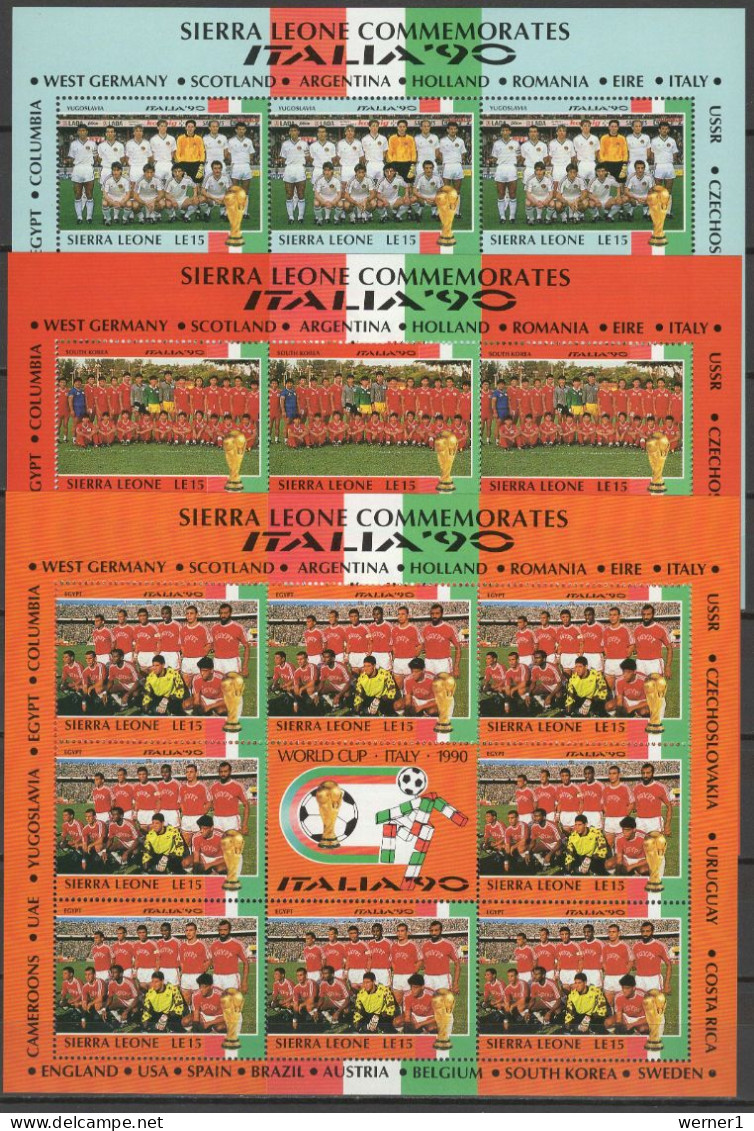 Sierra Leone 1990 Football Soccer World Cup Set Of 24 Sheetlets MNH - 1990 – Italy