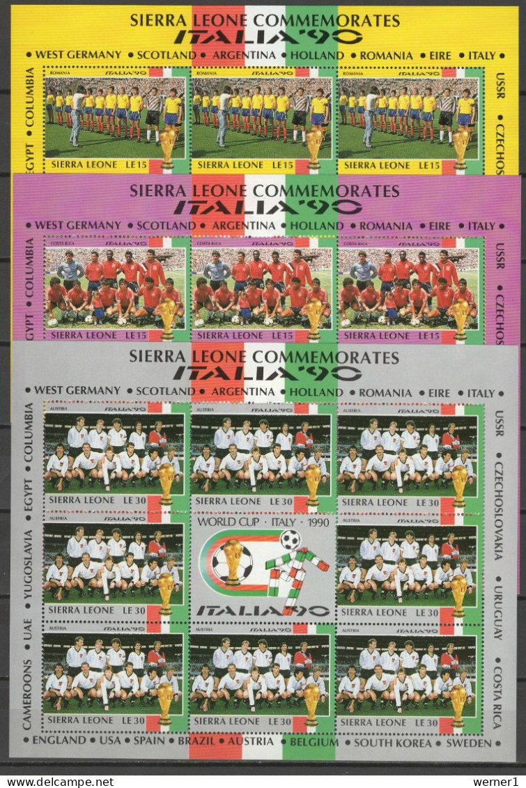 Sierra Leone 1990 Football Soccer World Cup Set Of 24 Sheetlets MNH - 1990 – Italie