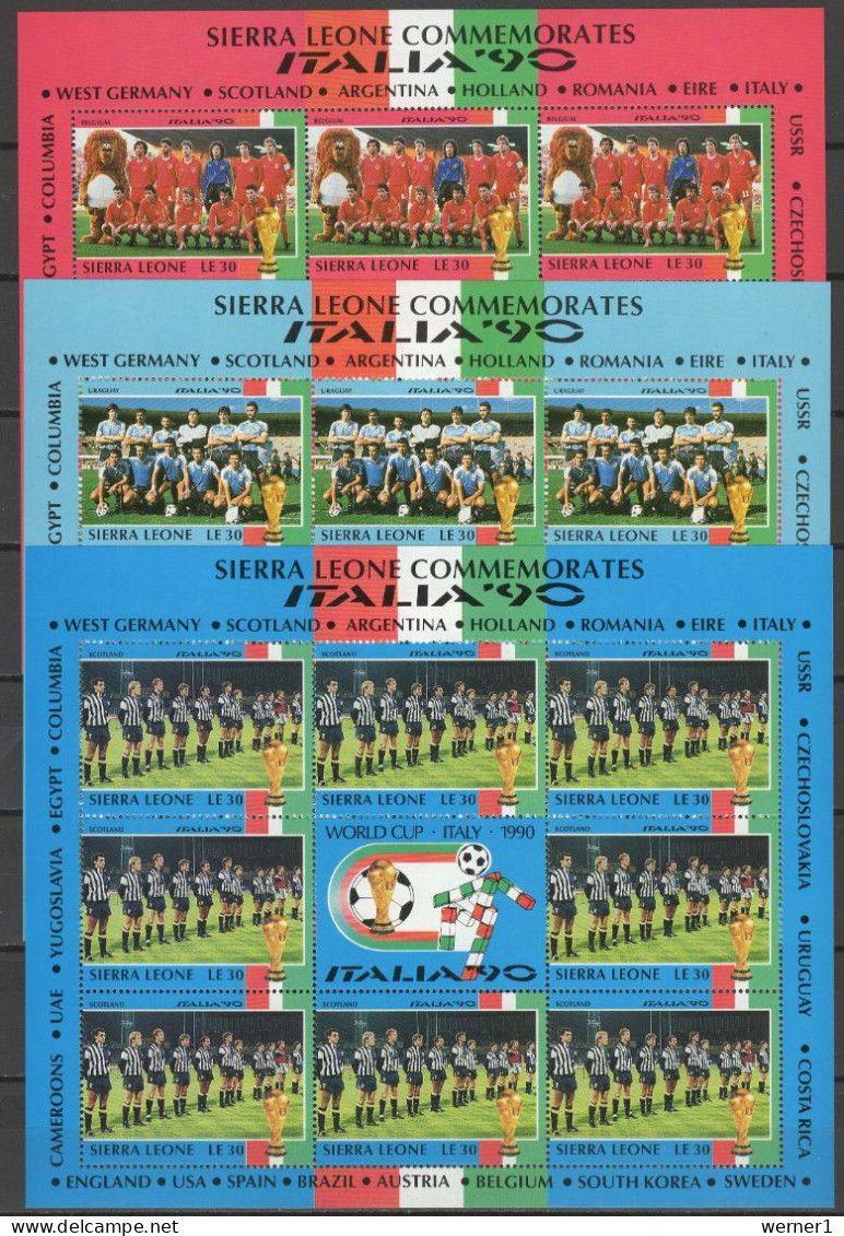 Sierra Leone 1990 Football Soccer World Cup Set Of 24 Sheetlets MNH - 1990 – Italie