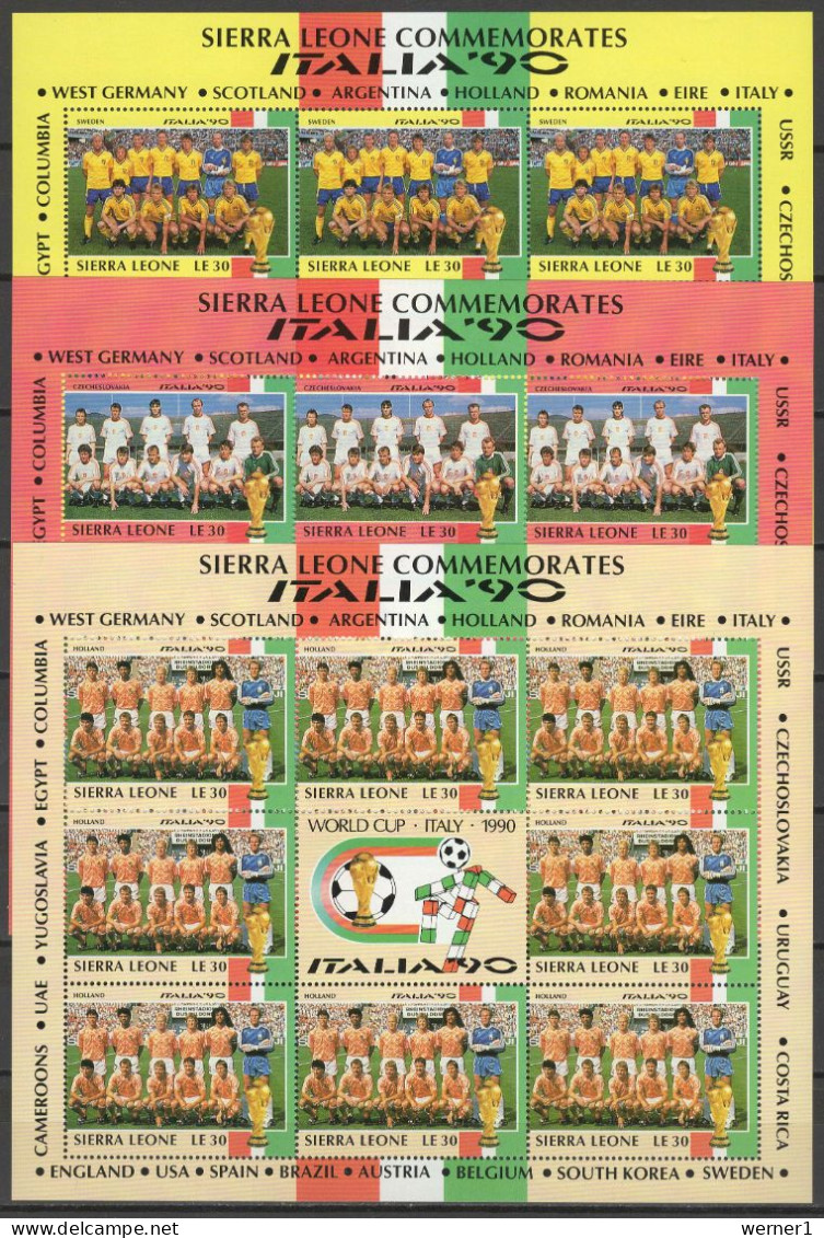 Sierra Leone 1990 Football Soccer World Cup Set Of 24 Sheetlets MNH - 1990 – Italy