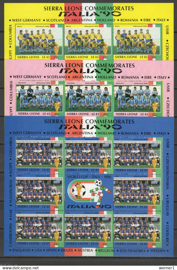 Sierra Leone 1990 Football Soccer World Cup set of 24 sheetlets MNH