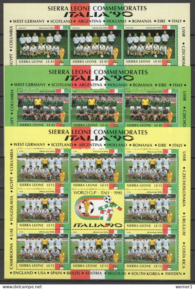 Sierra Leone 1990 Football Soccer World Cup set of 24 sheetlets MNH