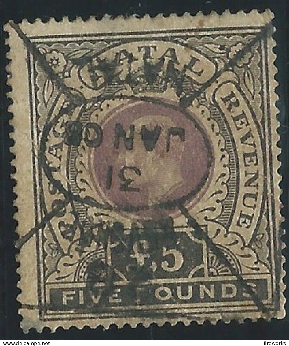 [1902] Timbre Grande Bretagne - Postage Natal Revenue. KING EDWARD VII. 5 POUNDS - Gebruikt