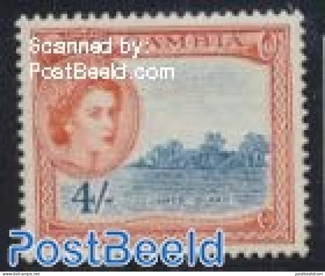 Gambia 1953 4Sh, James Island, Stamp Out Of Set, Unused (hinged), Nature - Gambia (...-1964)