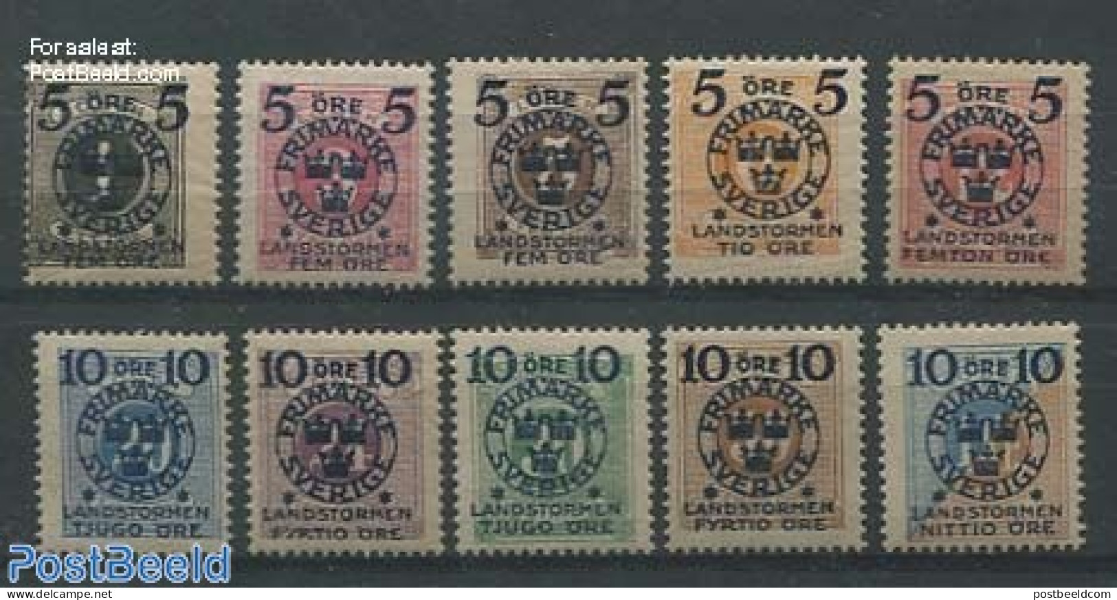 Sweden 1918 Overprints On Postage Due Stamps 10v, Unused (hinged) - Sonstige & Ohne Zuordnung