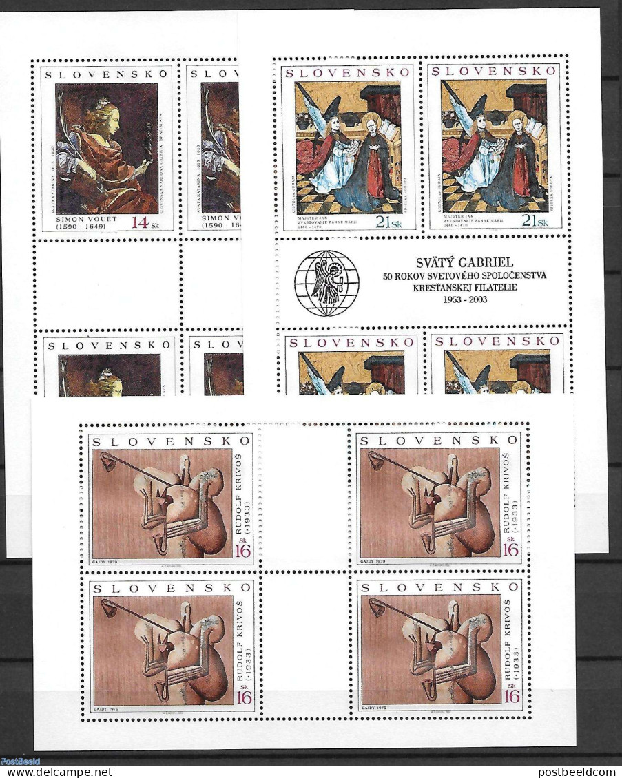 Slovakia 2003 Paintings 3 M/ss, Mint NH, Art - Modern Art (1850-present) - Paintings - Unused Stamps
