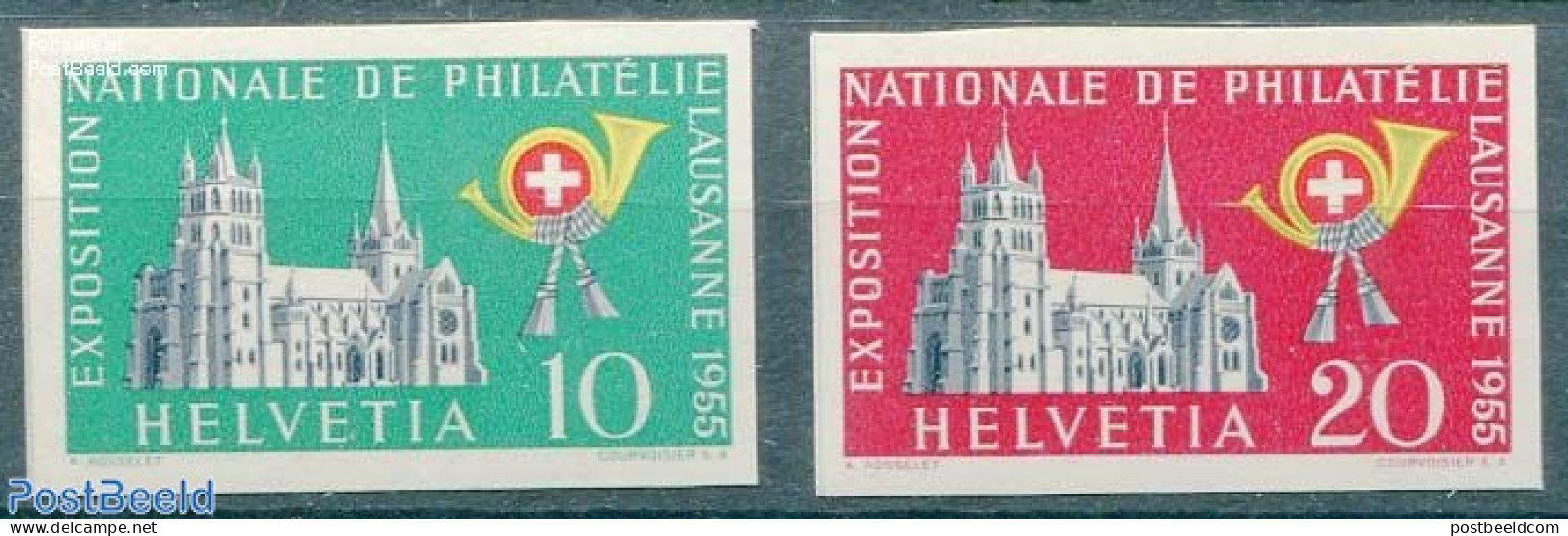 Switzerland 1955 Stamp Exposition 2v (from S/s), Mint NH, Religion - Churches, Temples, Mosques, Synagogues - Ongebruikt