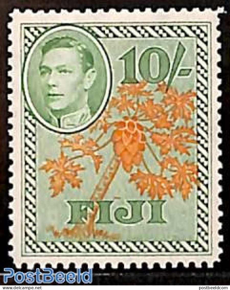 Fiji 1938 10/-, Stamp Out Of Set, Unused (hinged), Nature - Trees & Forests - Rotary Club