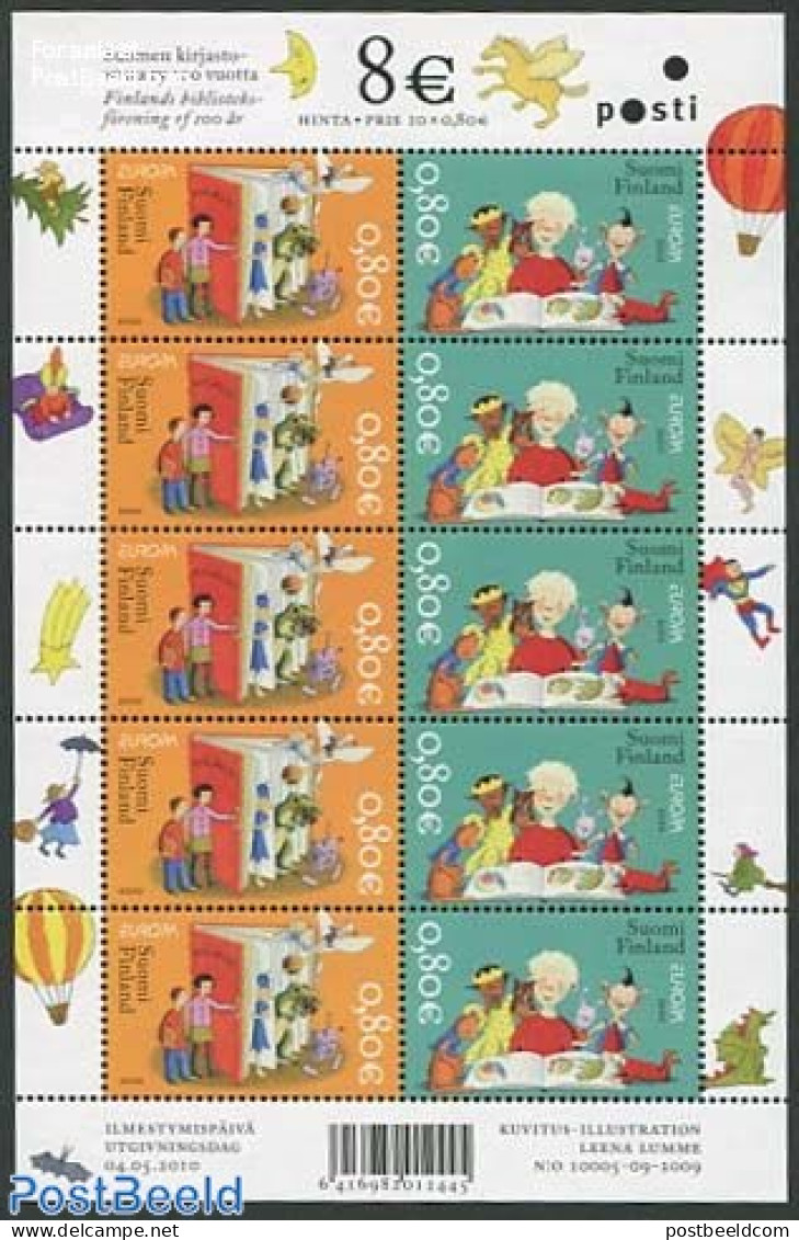 Finland 2010 Europe, Childrens Books  M/s, Mint NH, History - Europa (cept) - Art - Children's Books Illustrations - Unused Stamps