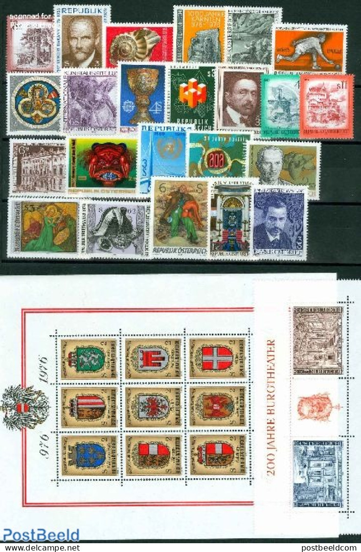Austria 1976 Yearset 1976, Complete, 23v + 2s/s, Mint NH, Various - Yearsets (by Country) - Ongebruikt