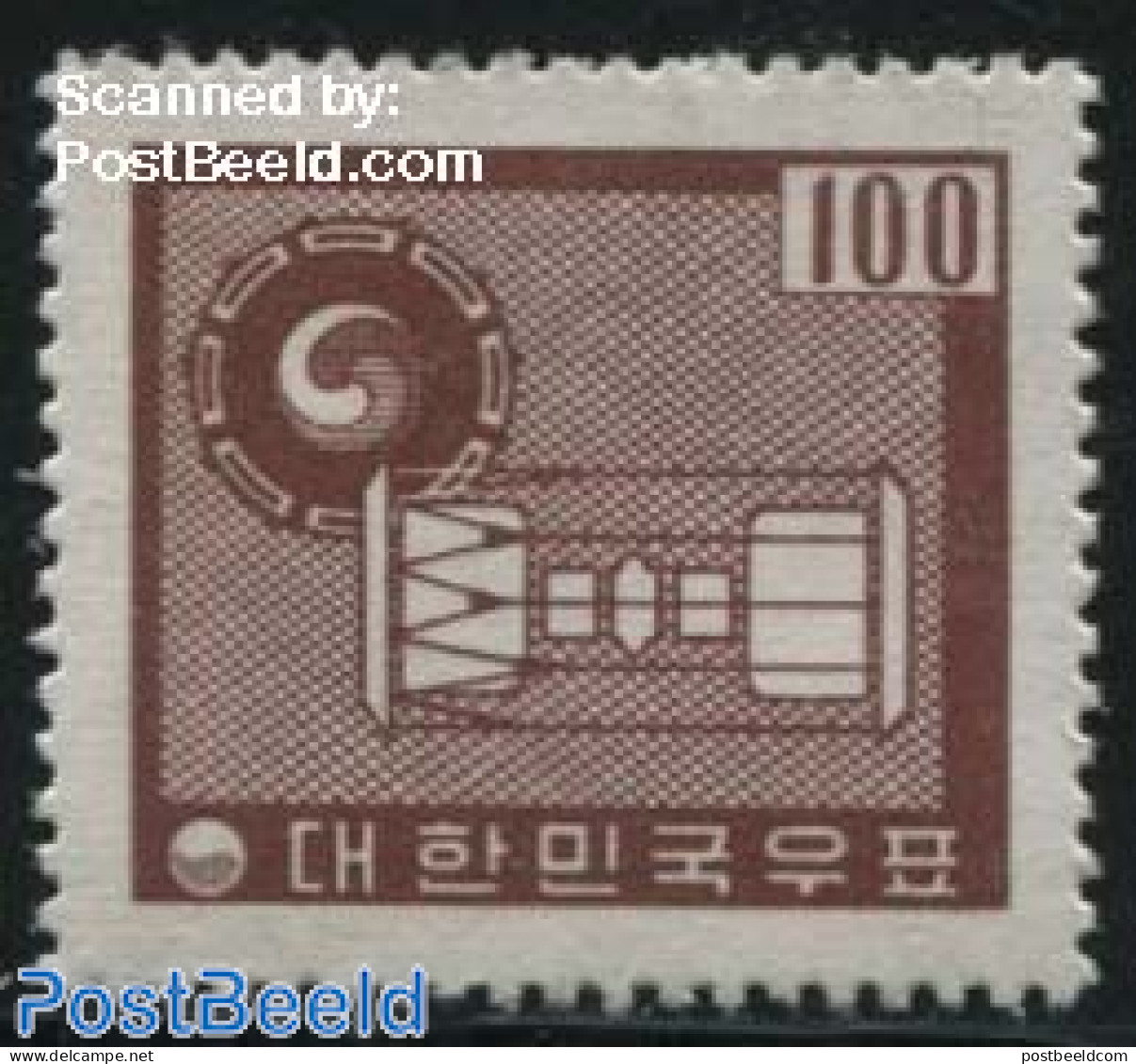 Korea, South 1961 100H, Stamp Out Of Set, Mint NH, Performance Art - Music - Muziek