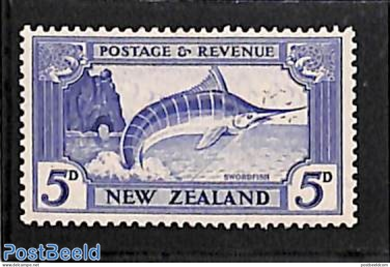 New Zealand 1935 5d, Stamp Out Of Set, Mint NH, Nature - Fish - Ongebruikt