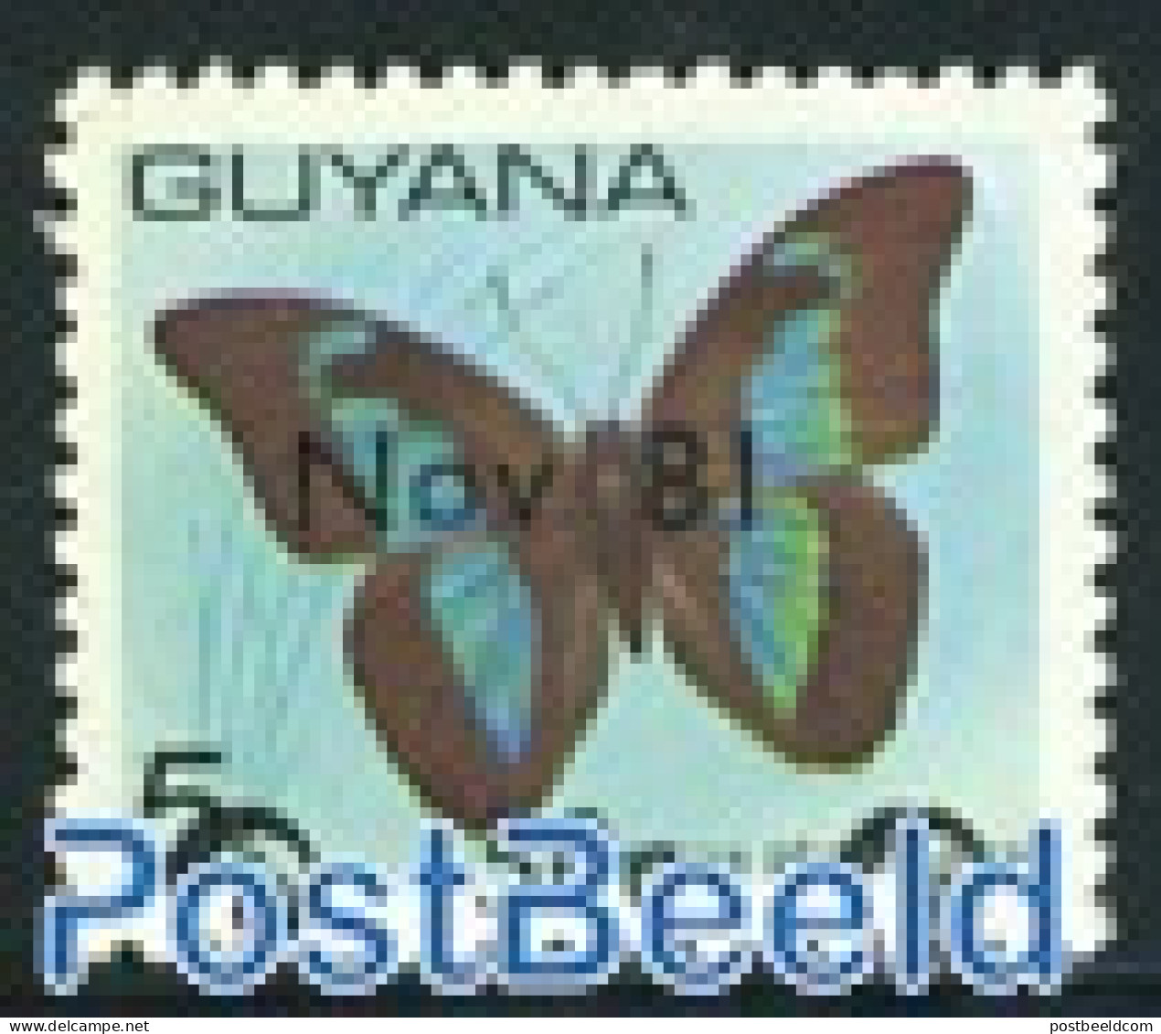 Guyana 1981 Stamp Out Of Set, Mint NH, Nature - Butterflies - Guyana (1966-...)