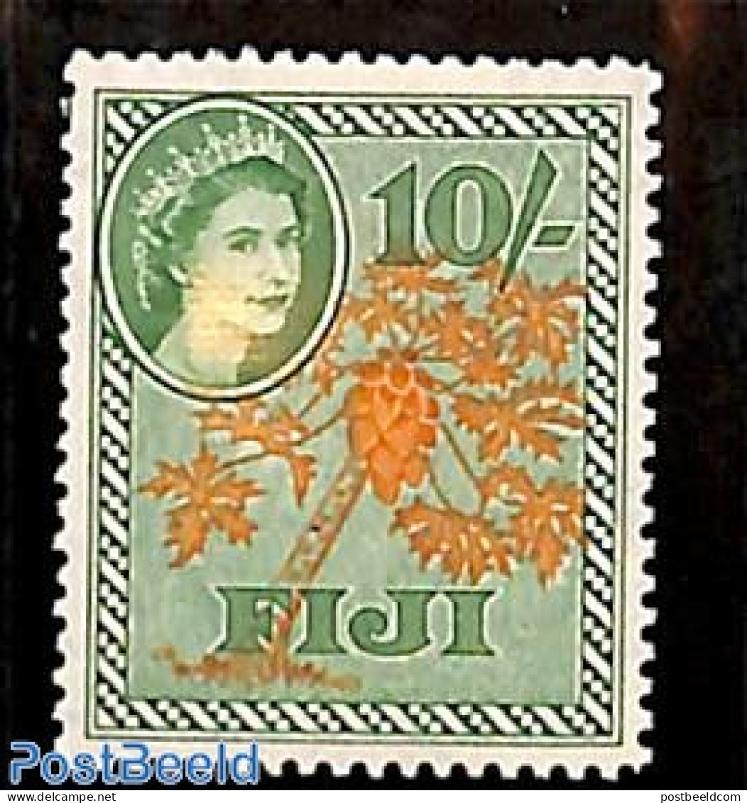Fiji 1954 10Sh, Stamp Out Of Set, Mint NH, Nature - Fruit - Frutas