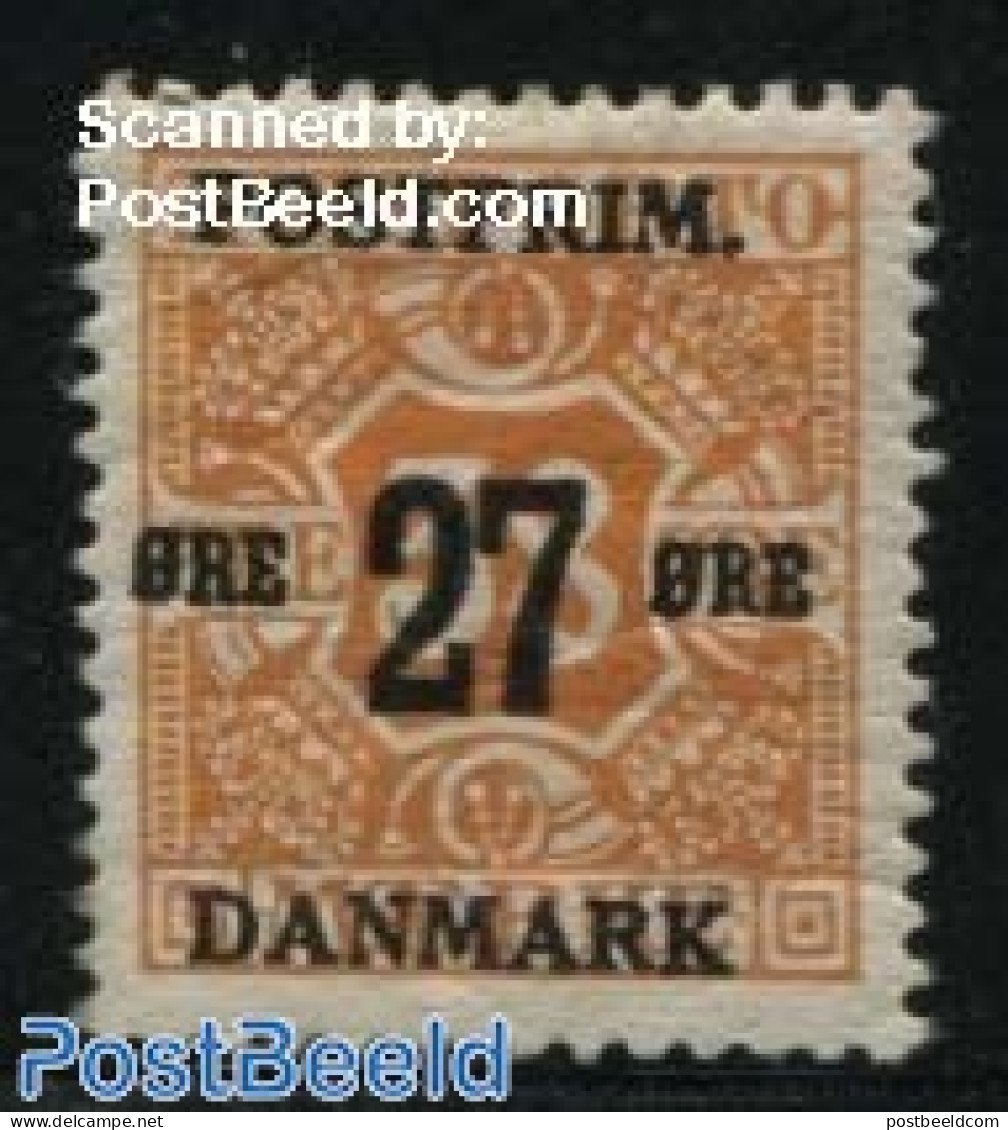 Denmark 1918 27ore On 38ore, Stamp Out Of Set, Unused (hinged) - Ongebruikt
