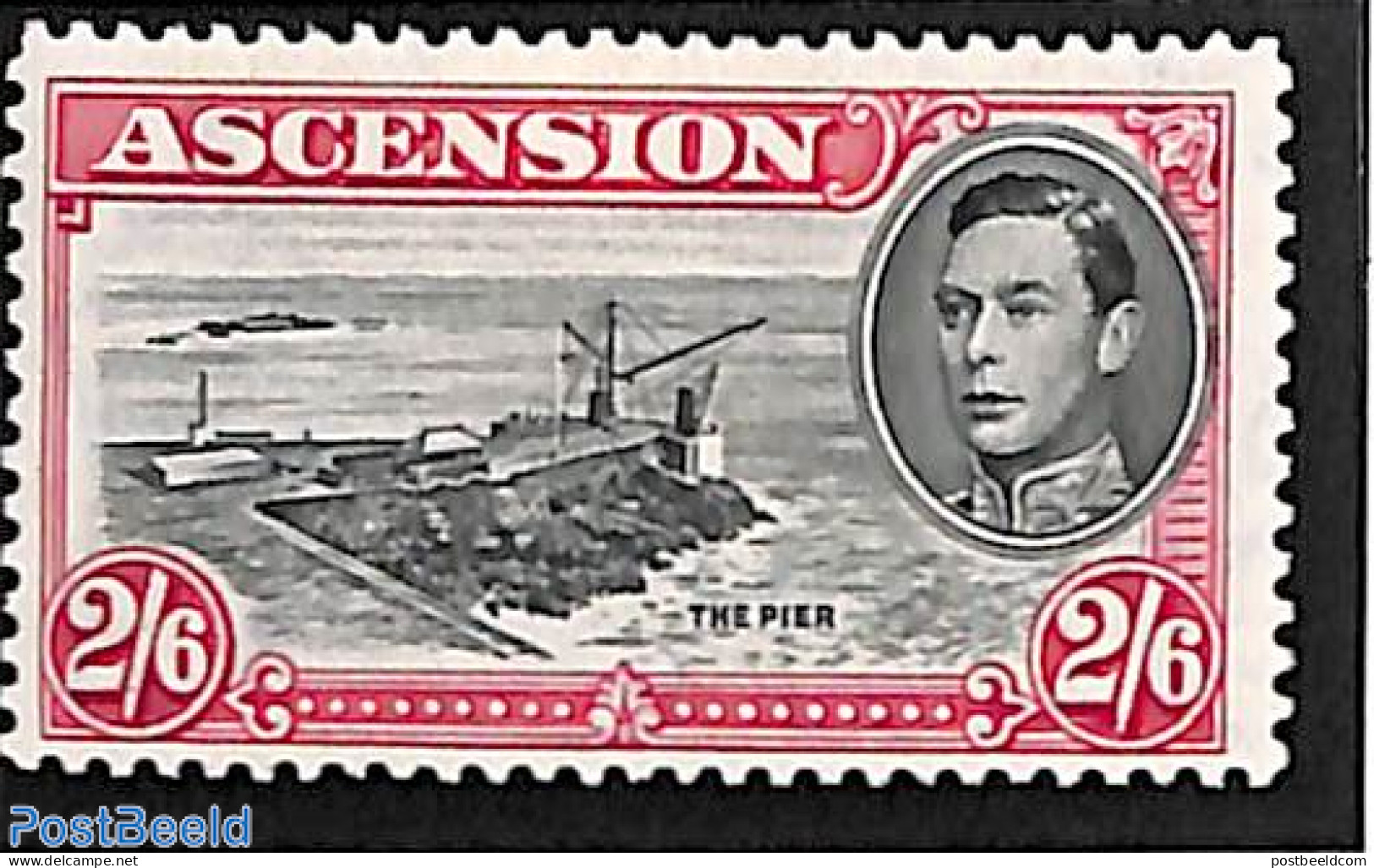 Ascension 1944 2/6sh, Perf. 13, Stamp Out Of Set, Unused (hinged) - Ascensione