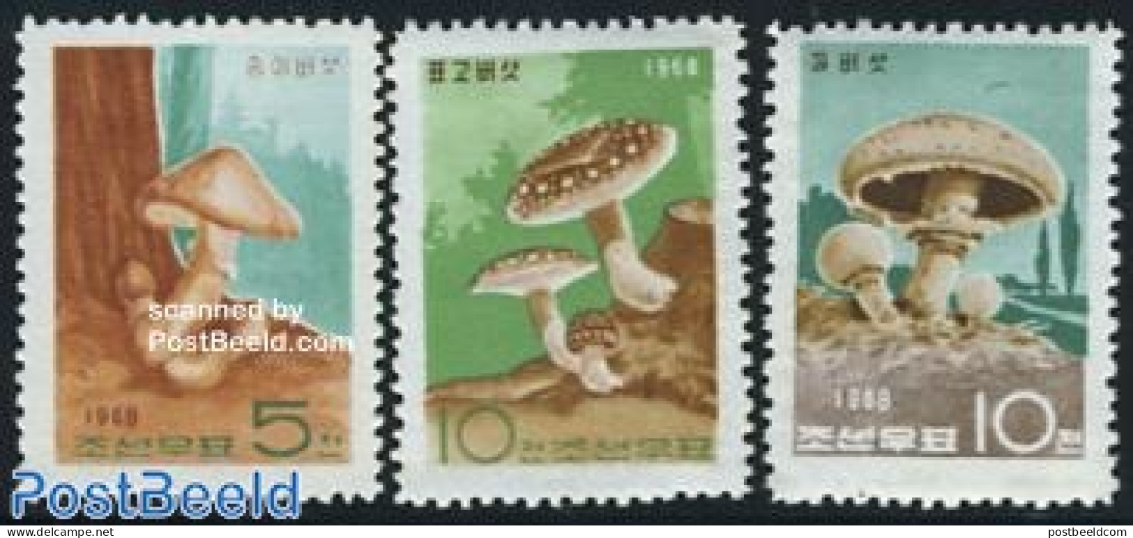 Korea, North 1968 Mushrooms 3v, Mint NH, Nature - Mushrooms - Champignons