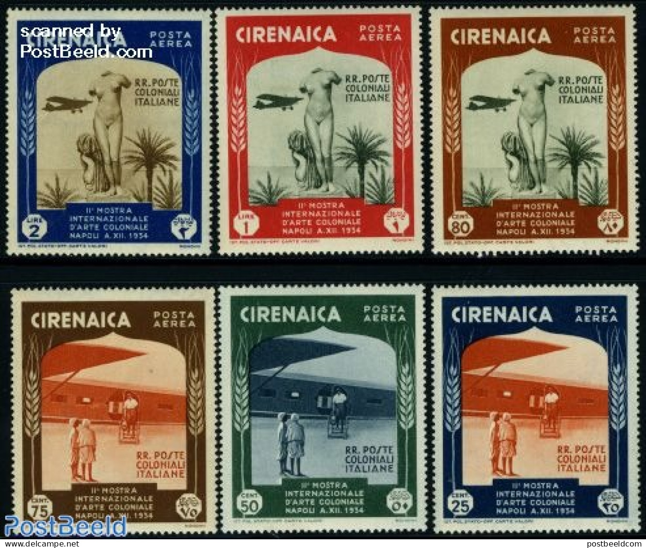 Italian Lybia 1934 Colonial Exposition 6v, Airmail, Unused (hinged), Transport - Aircraft & Aviation - Avions