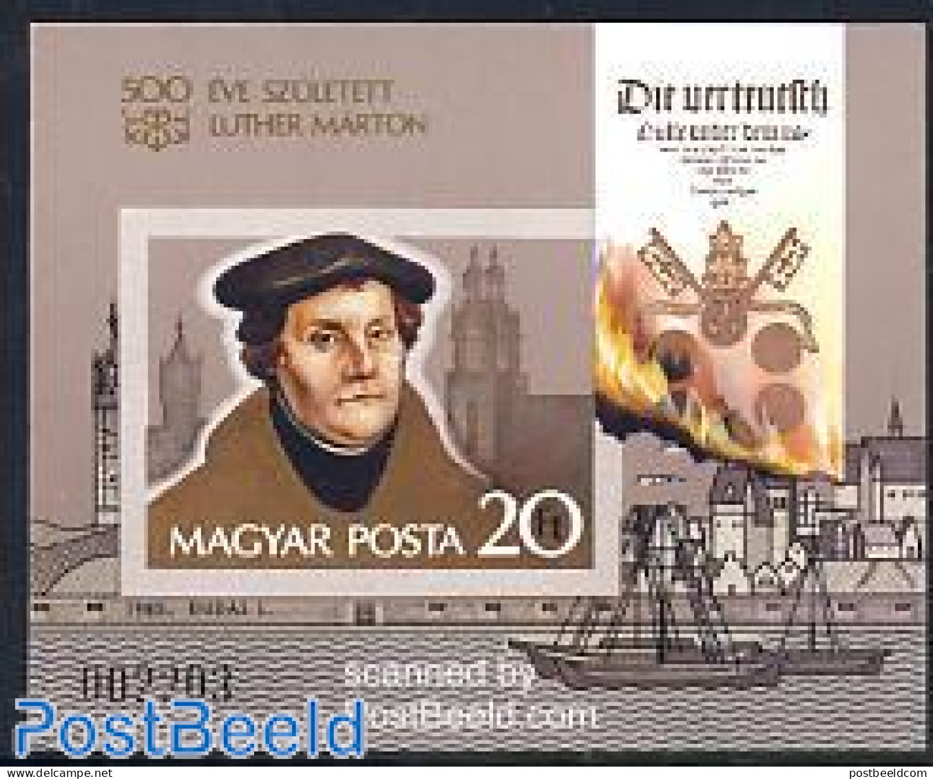Hungary 1983 M. Luther S/s Imperforated, Mint NH, Religion - Transport - Religion - Ships And Boats - Neufs