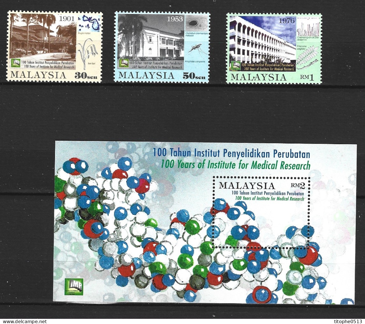 MALAISIE. N°837-9 + BF 43 De 2000. Institut De Recherche Médicale. - Geneeskunde