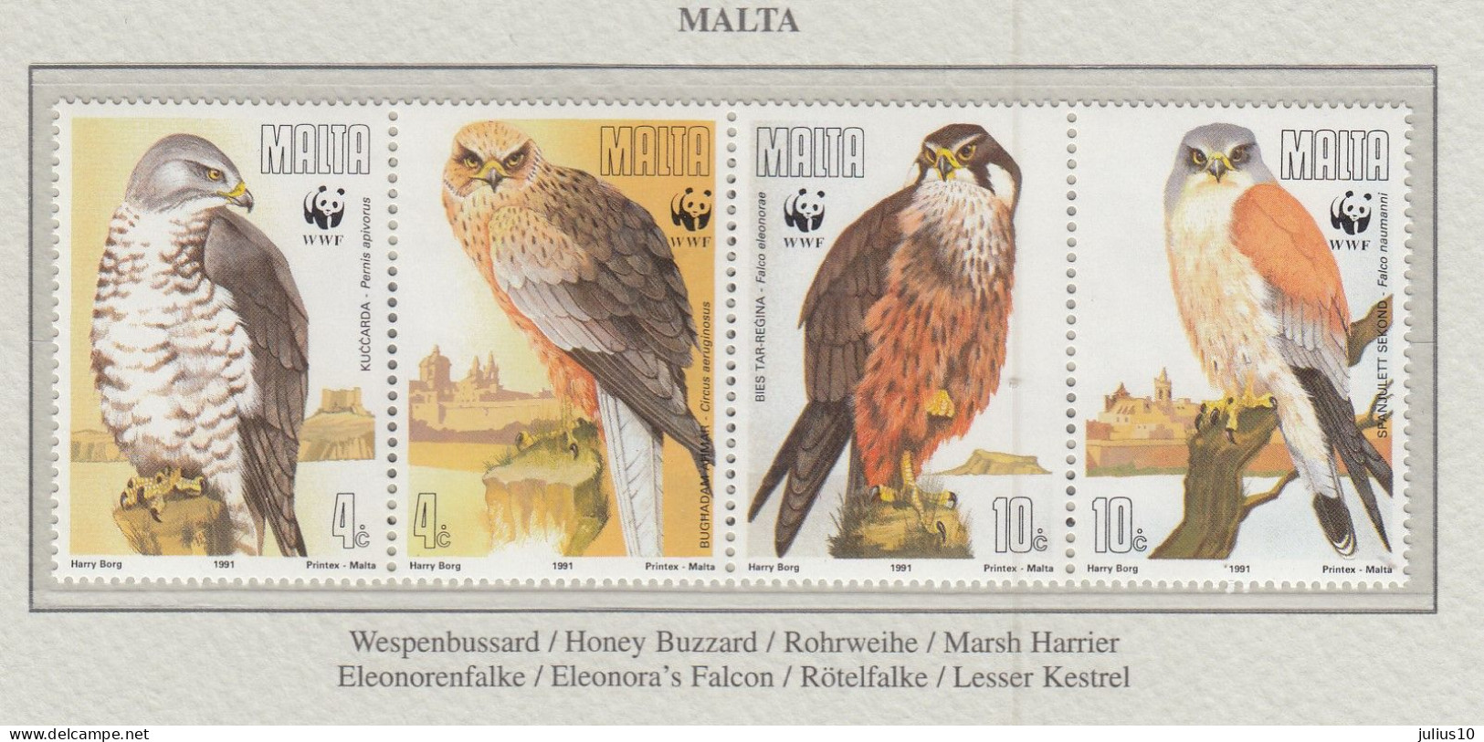 MALTA 1991 WWF Birds Mi 864-867 MNH(**) Fauna 798 - Águilas & Aves De Presa