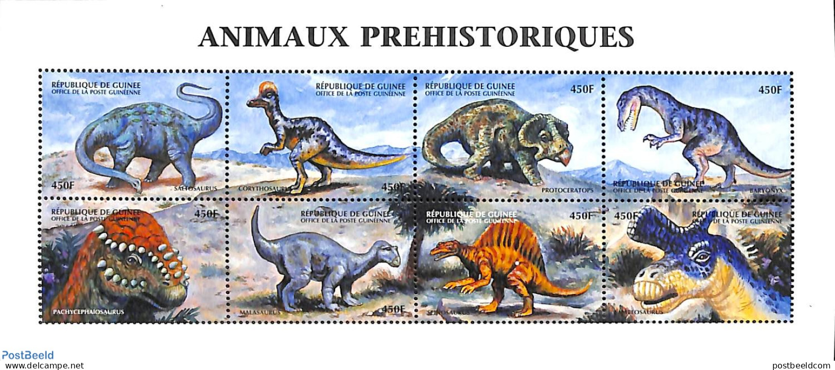 Guinea, Republic 1999 Preh. Animals 8v M/s, Mint NH, Nature - Prehistoric Animals - Préhistoriques
