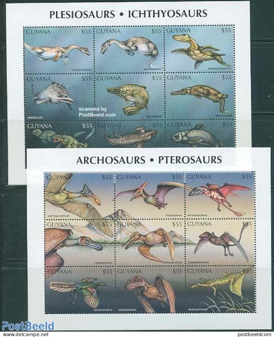 Guyana 1998 Preh. Animals 18v (2 M/s), Mint NH, Nature - Prehistoric Animals - Prehistorics