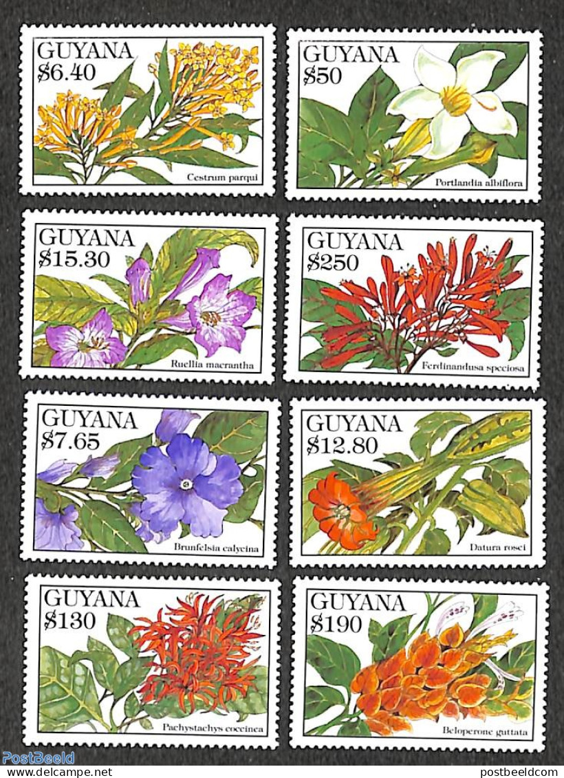 Guyana 1994 South American Flowers 8v, Mint NH, Nature - Flowers & Plants - Guyana (1966-...)