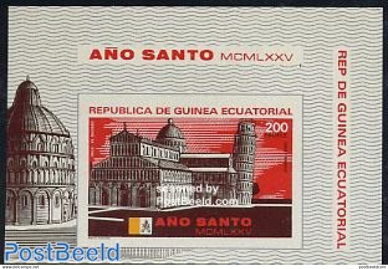 Equatorial Guinea 1975 Holy Year S/s Imperforated, Mint NH, Religion - Churches, Temples, Mosques, Synagogues - Kerken En Kathedralen