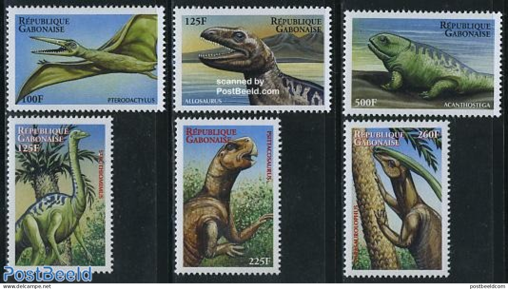 Gabon 2000 Preh. Animals 6v, Mint NH, Nature - Prehistoric Animals - Ungebraucht