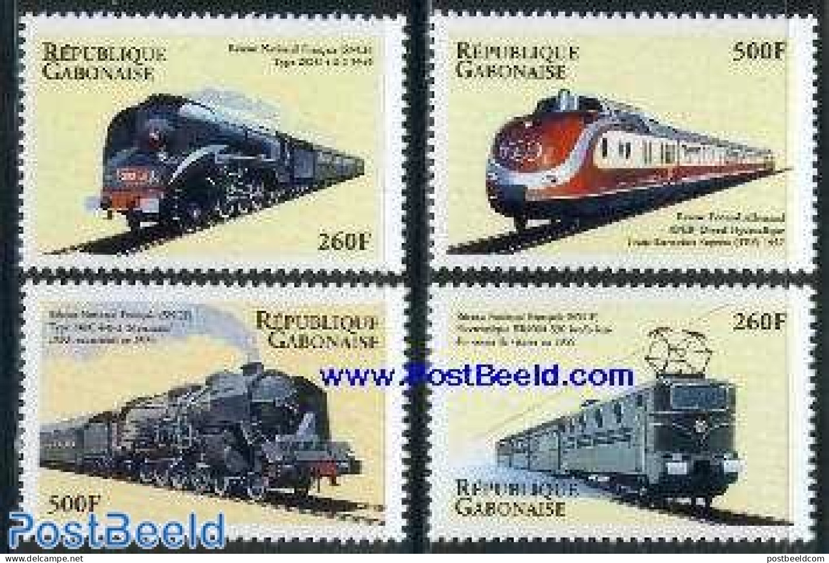 Gabon 2000 Railways 4v, Mint NH, Transport - Railways - Nuovi