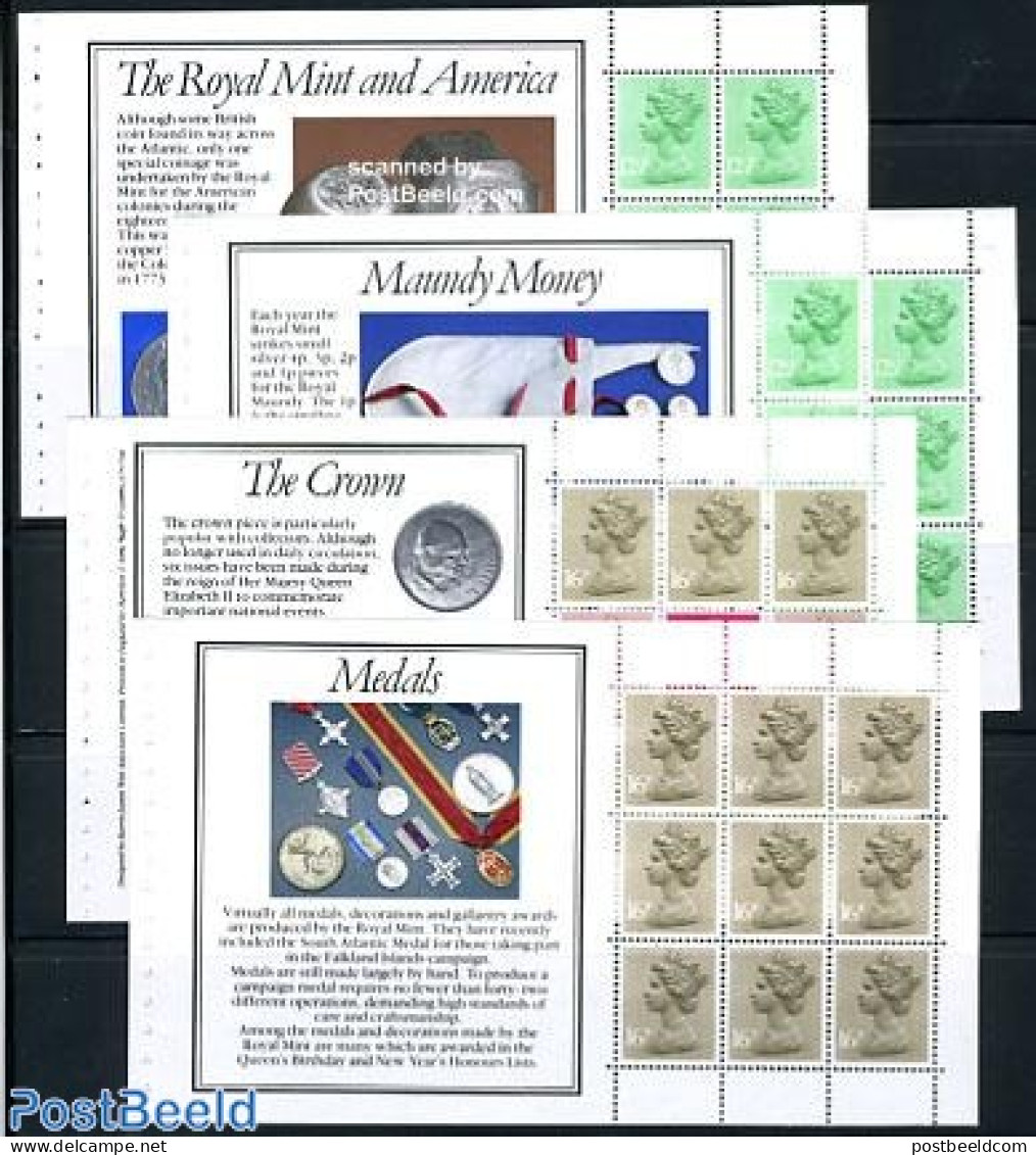 Great Britain 1983 The Royal Mint 4 Booklet Panes, Mint NH, Various - Money On Stamps - Unused Stamps