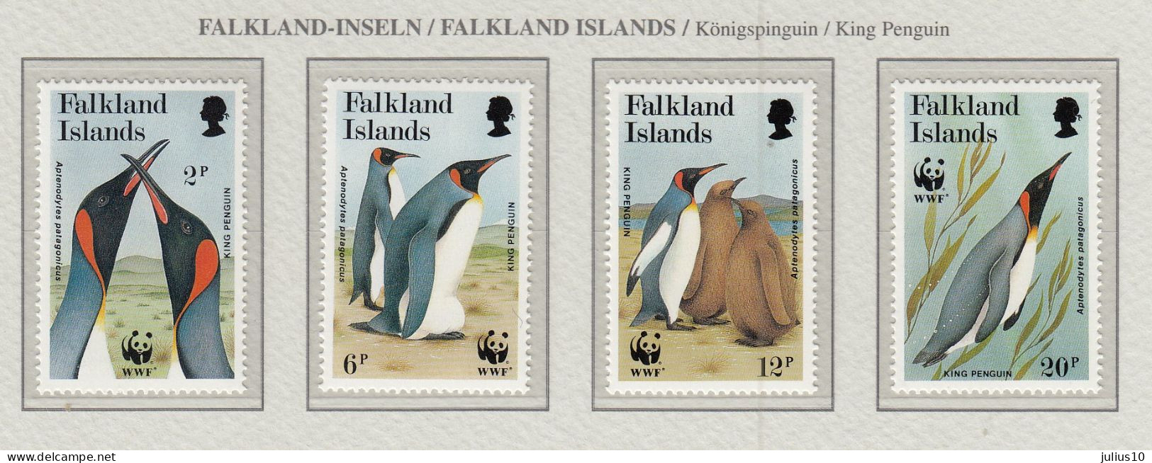 FALKLAND ISLANDS 1991 WWF Birds Penguins Mi 538-541 MNH(**) Fauna 799 - Pinguini