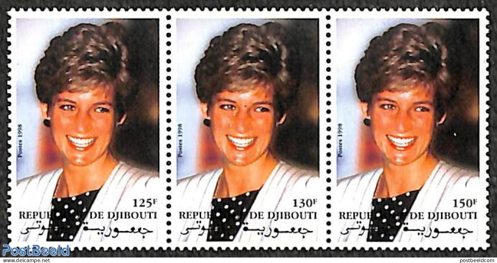 Djibouti 1998 Death Of Diana 3v [::], Mint NH, History - Charles & Diana - Kings & Queens (Royalty) - Royalties, Royals