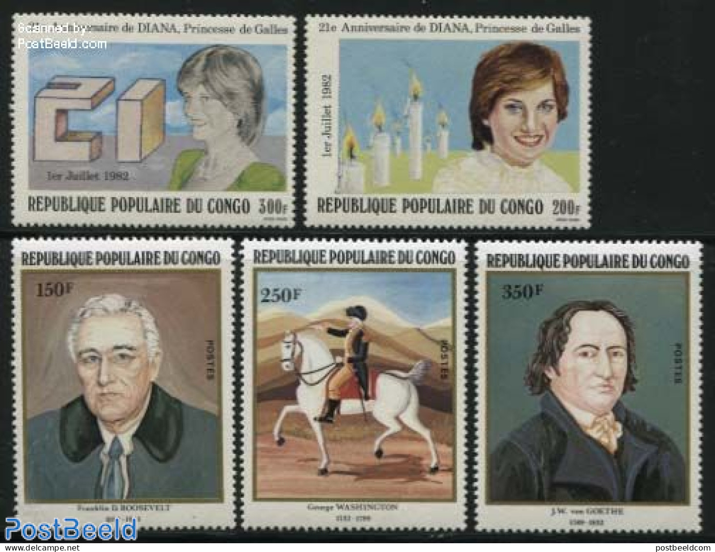 Congo Republic 1982 Anniversaries 5v, Mint NH, History - Nature - Charles & Diana - Kings & Queens (Royalty) - Politic.. - Royalties, Royals