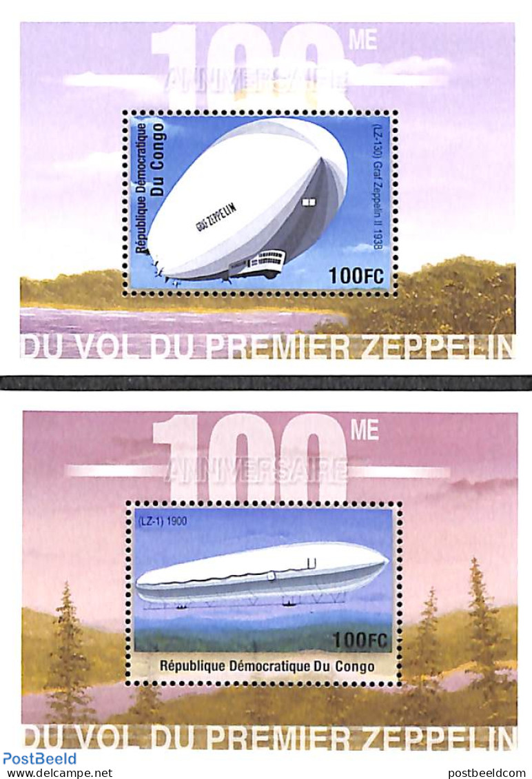 Congo Dem. Republic, (zaire) 2001 Zeppelin 2 S/s, Mint NH, Transport - Zeppelins - Zeppelins