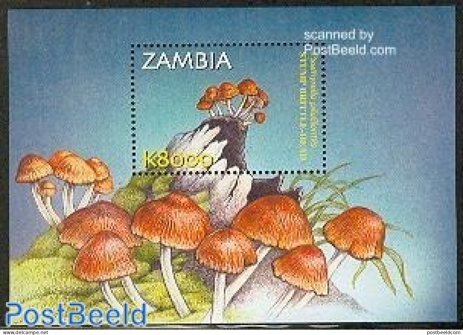 Zambia 2002 Mushrooms S/s /Stump Brittle Head S/s, Mint NH, Nature - Mushrooms - Paddestoelen