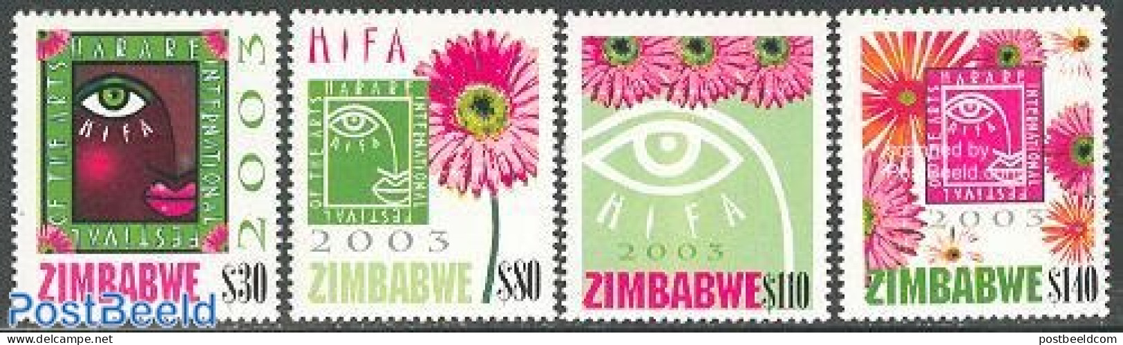 Zimbabwe 2003 HIFA Festival 4v, Mint NH, Nature - Flowers & Plants - Zimbabwe (1980-...)