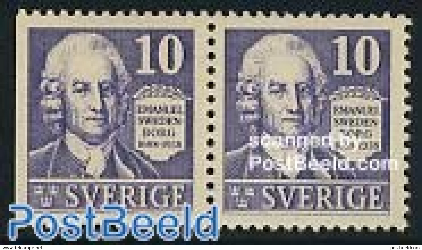 Sweden 1938 E. Swedenborg 2v (3 Sides Perforated), Mint NH, Science - Chemistry & Chemists - Unused Stamps