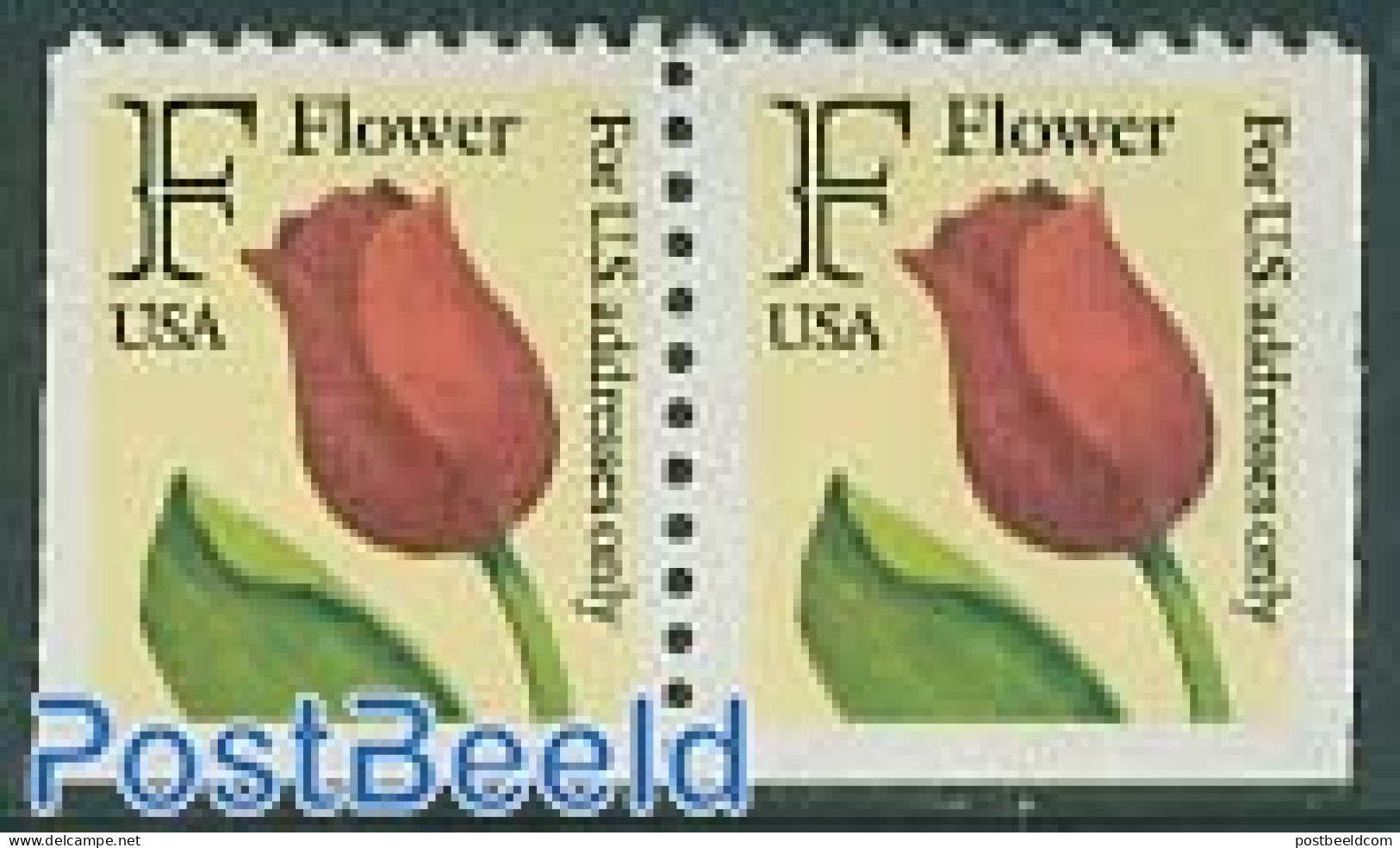United States Of America 1991 Tulip Bottom Booklet Pair Perf. 11, Mint NH, Nature - Flowers & Plants - Ungebraucht