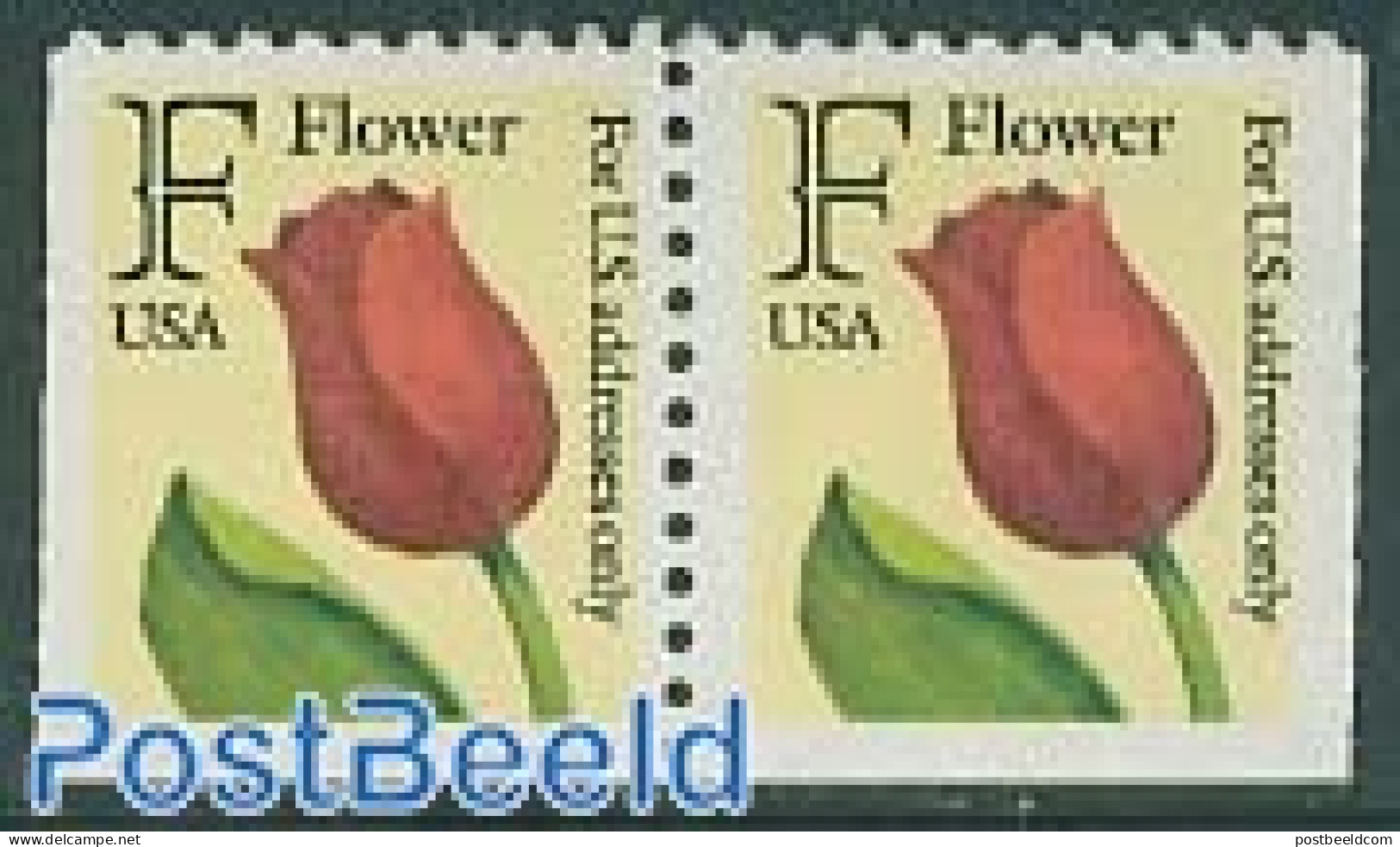 United States Of America 1991 Tulip Bottom Booklet Pair Perf. 11, Mint NH, Nature - Flowers & Plants - Unused Stamps