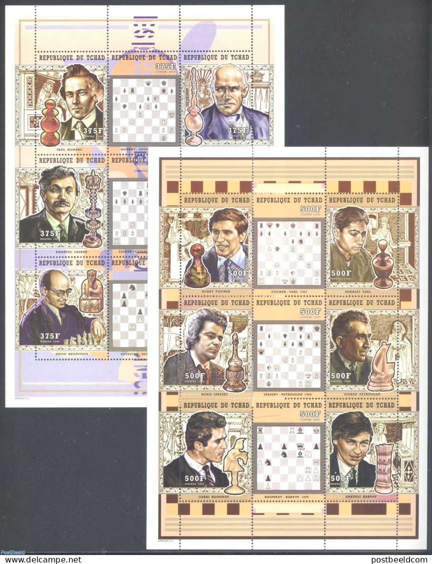 Chad 1999 Chess Players 18v (2 M/s), Mint NH, Sport - Chess - Other & Unclassified