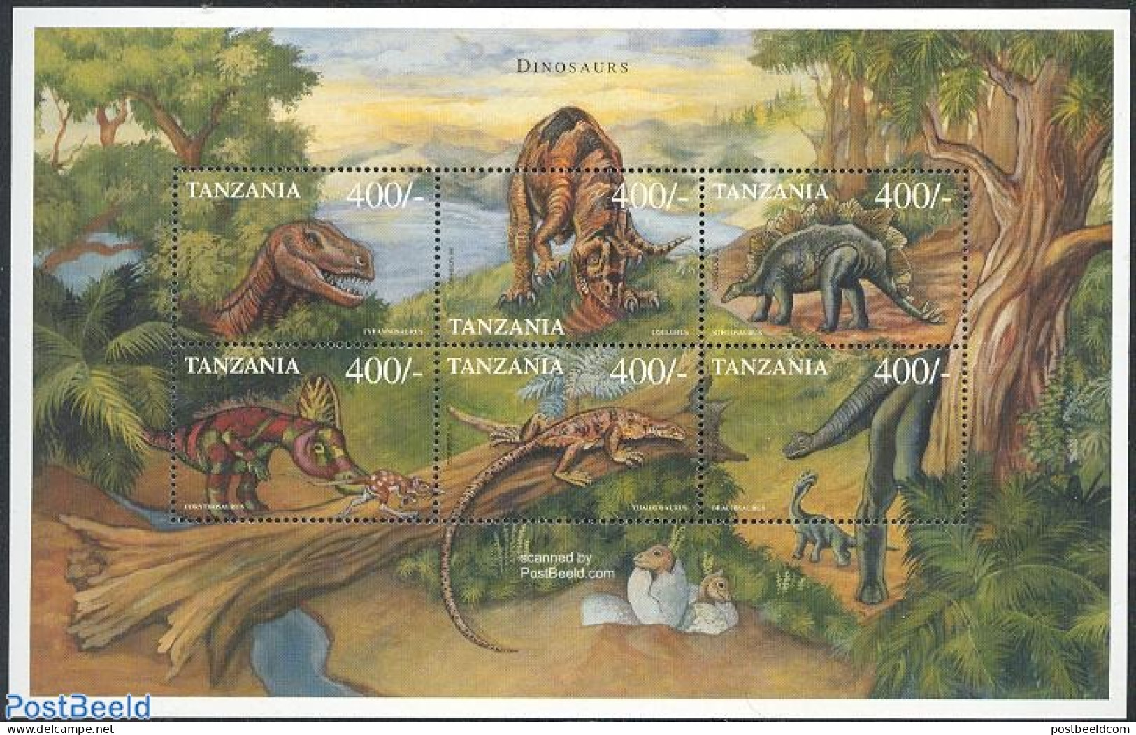 Tanzania 1999 Prehistoric Animals 6v M/s, Mint NH, Nature - Prehistoric Animals - Prehistóricos