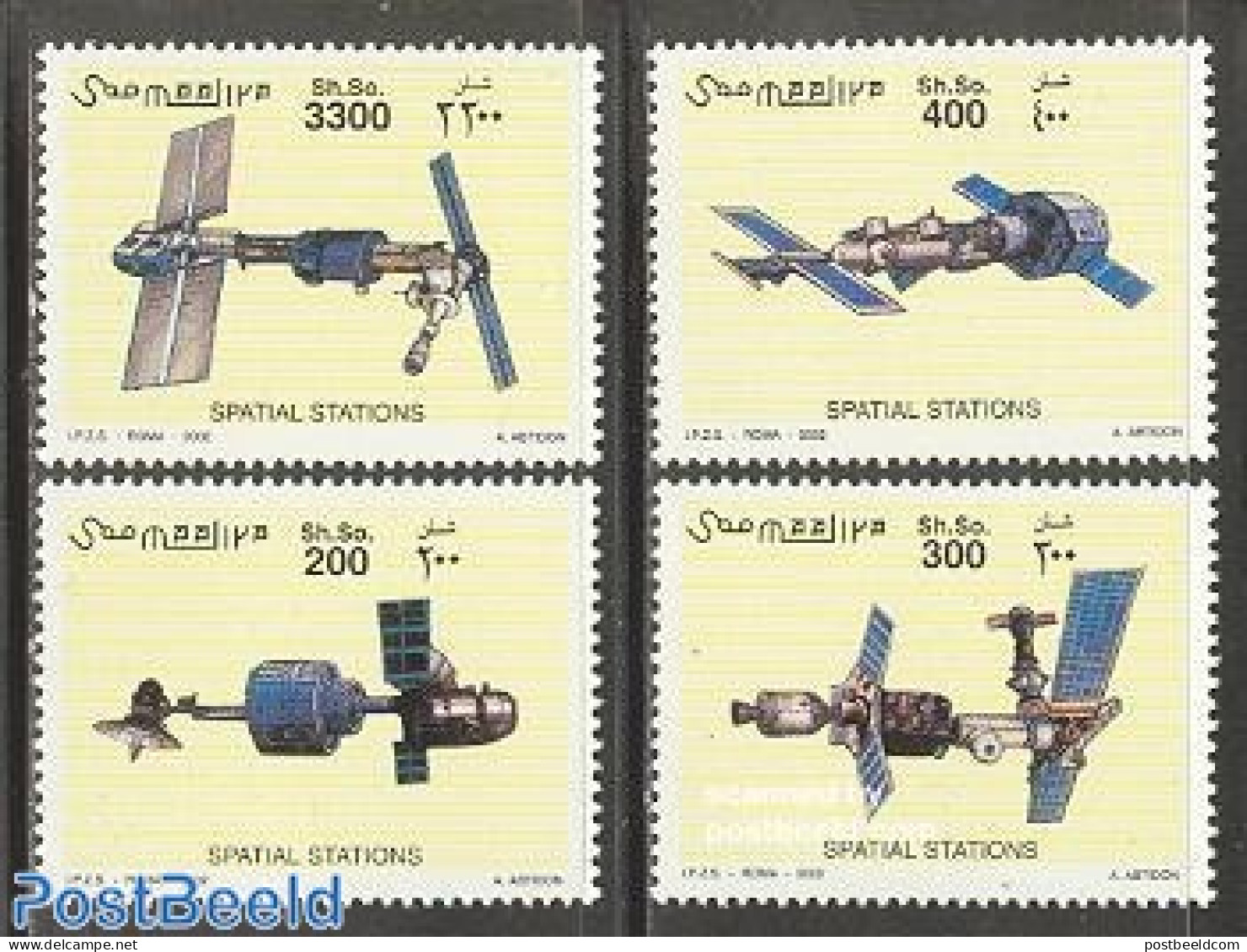 Somalia 2002 Space Station 4v, Mint NH, Transport - Space Exploration - Somalia (1960-...)