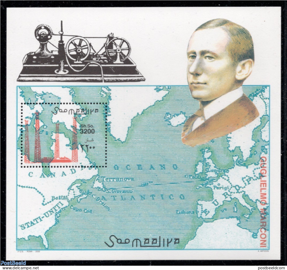 Somalia 2002 Marconi S/s, Mint NH, History - Science - Nobel Prize Winners - Physicians - Nobel Prize Laureates