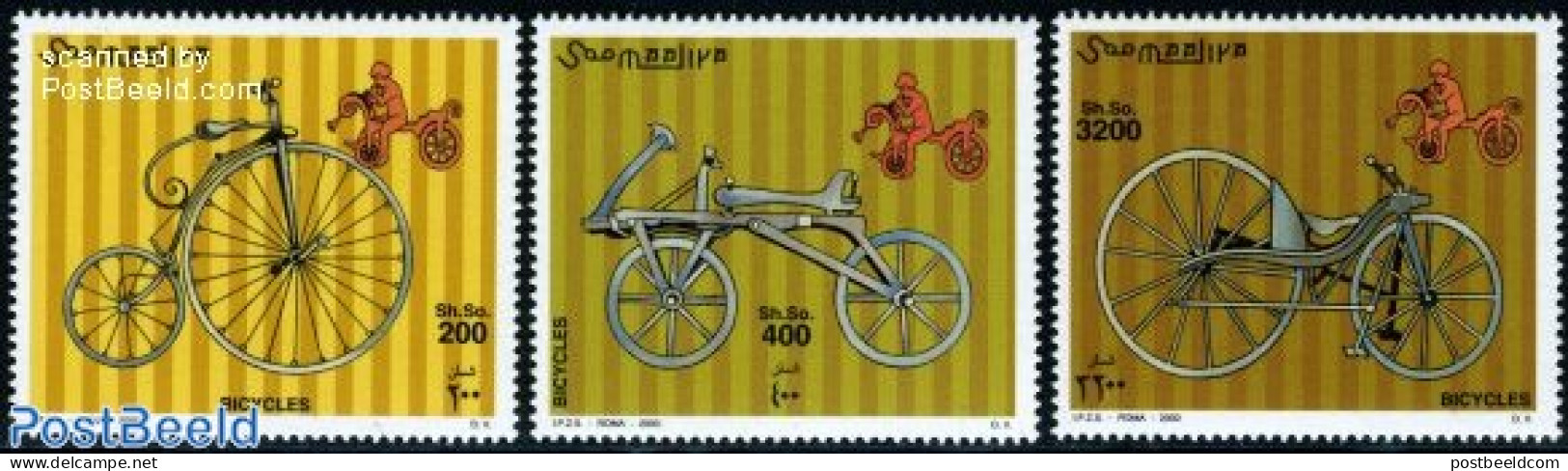 Somalia 2000 Bicycles 3v, Mint NH, Sport - Cycling - Wielrennen