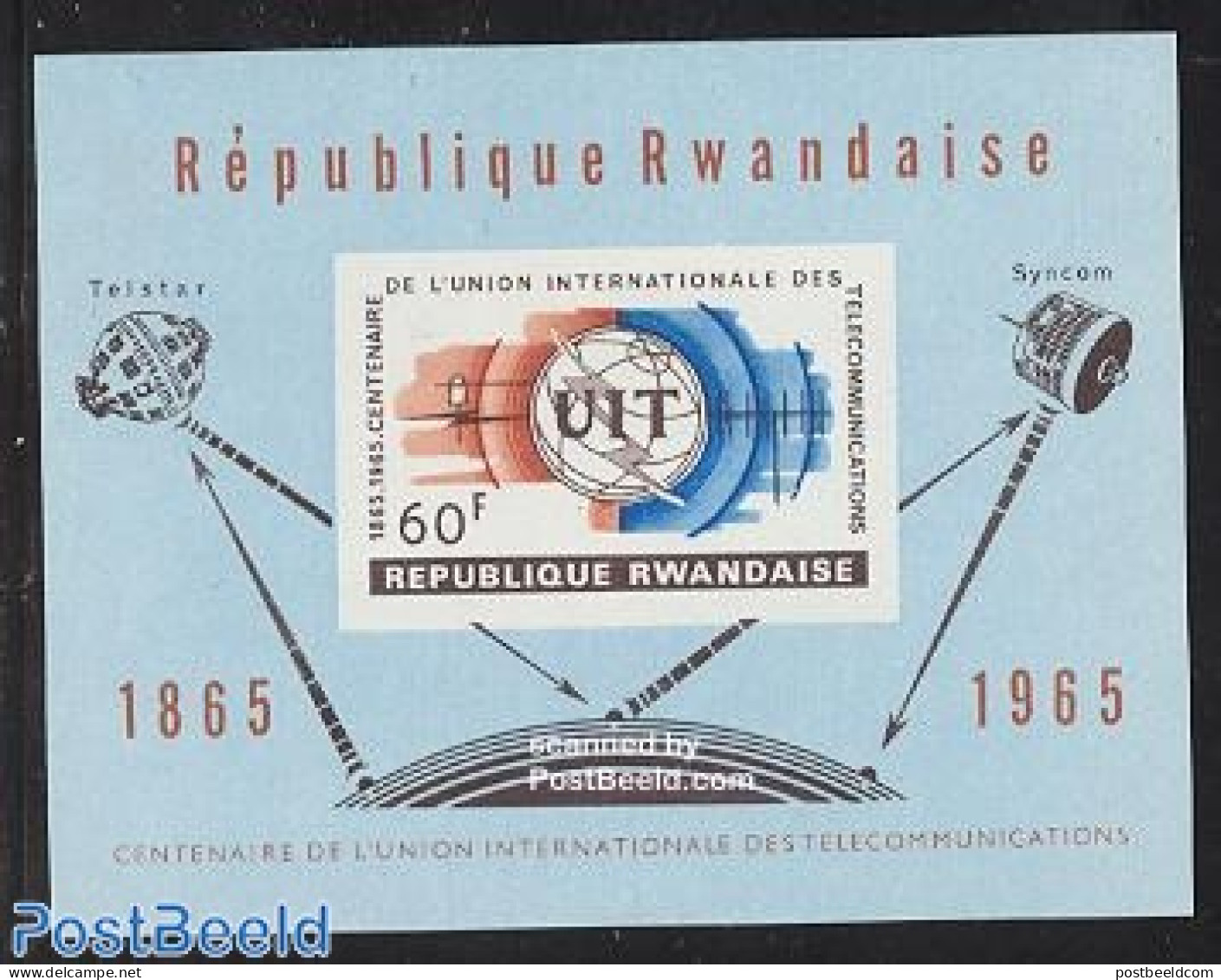 Rwanda 1965 I.T.U. S/s Imperforated, Mint NH, Science - Transport - Various - Telecommunication - Space Exploration - .. - Telekom