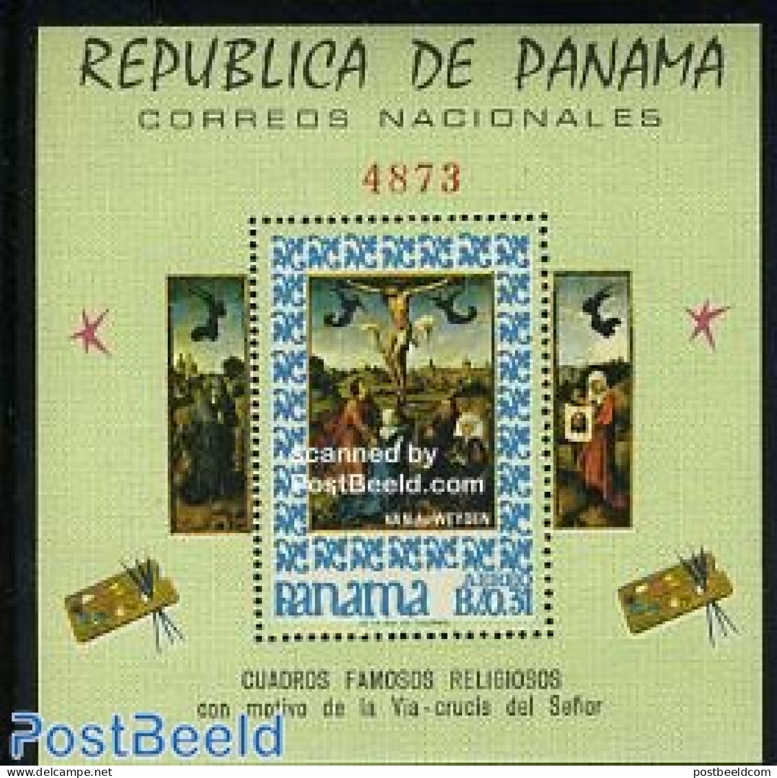 Panama 1967 Religious Paintings S/s, Van Der Weijden, Mint NH, Religion - Religion - Art - Paintings - Panamá